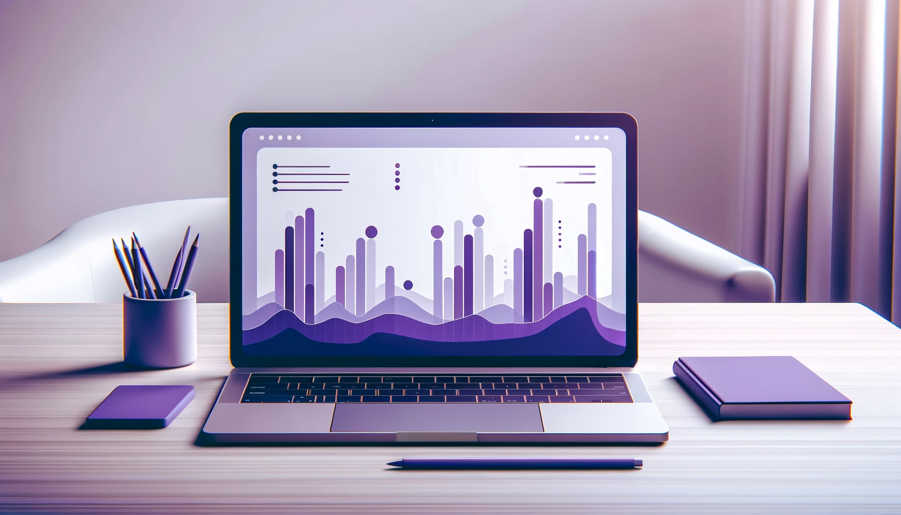 A laptop with the results of an employee engagement survey