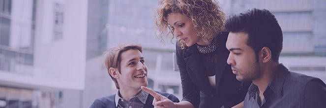 UG Images 318x106-7 female colleague consulting two male colleagues