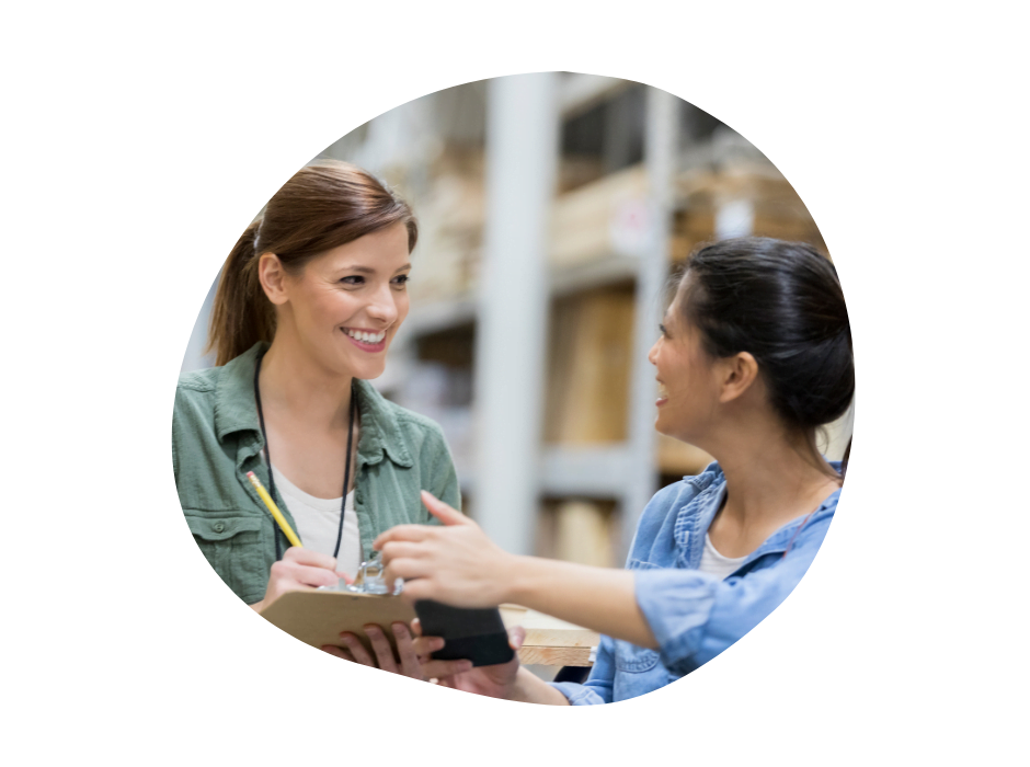 Supervisor talking with employee