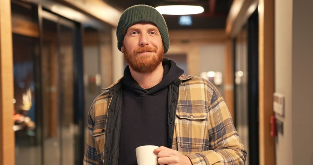 Supervisor holding a mug