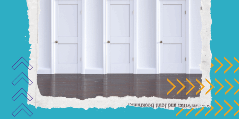 Three doors, representing a choice