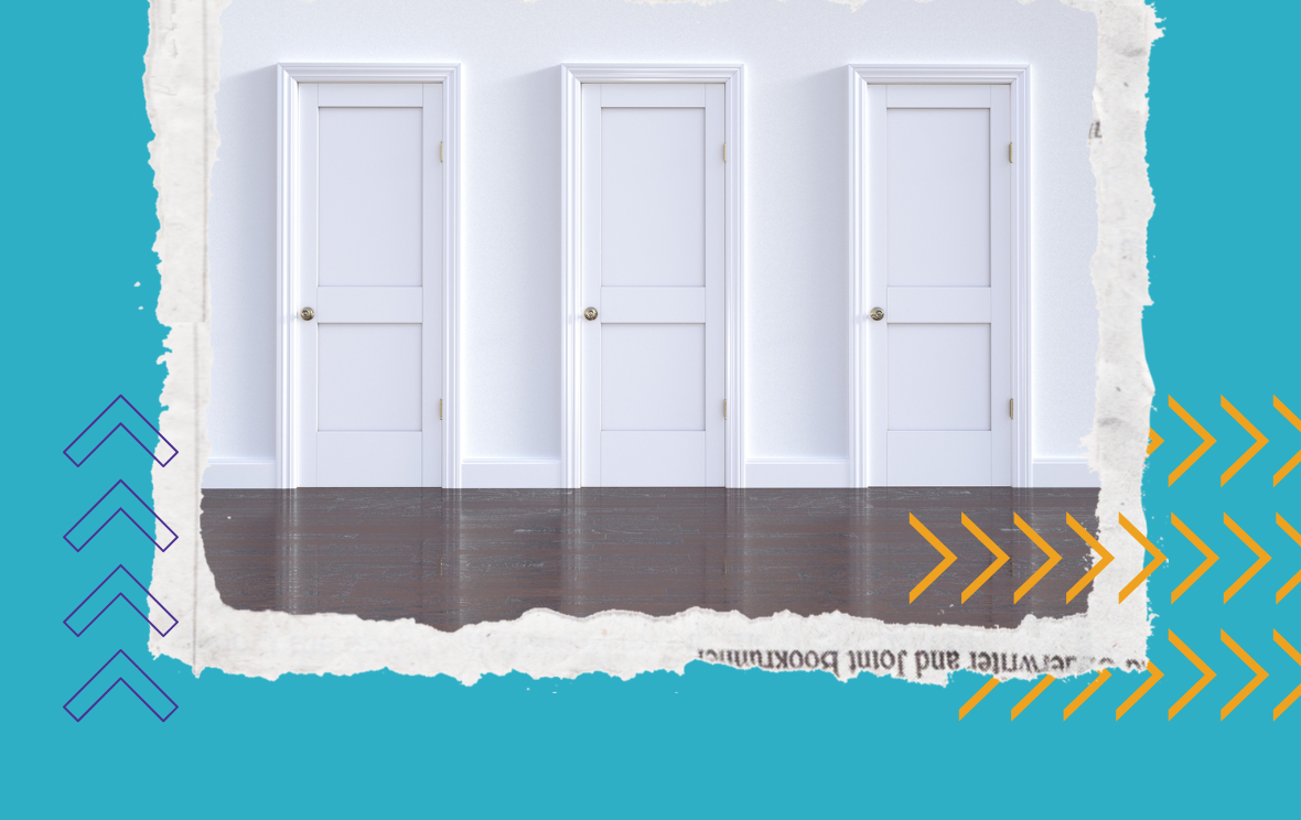 Three doors, representing a choice